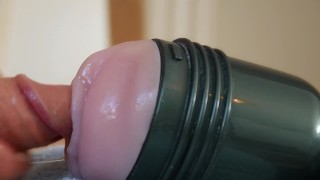 fucking Fleshlight softly and cum on it