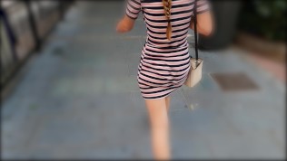 Walking In A Short Tight Dress Around Town