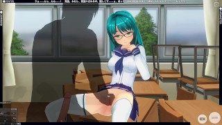 3D HENTAI schoolgirl with glasses fucked the director and got a high score
