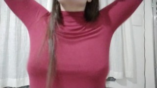 (HD) Bouncing my hard nippled boobs under my shirt! SUPER SEXY