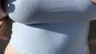 Busty girl big natural tits flashing