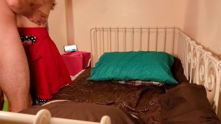 pixie Pin-Up hair tied to headboard
