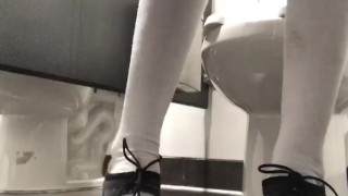 Come watch me pee on a public bathroom floor!