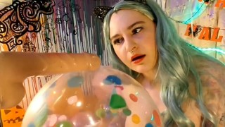 Looner Balloon Blowjob. You convince me to Suck your cock, Asking me to deepthroat&Gag on 10" cock