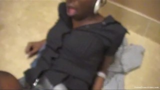 Skinny ebony babe sucks then fucks her boyfriend