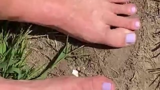 Crunching Leaves and Dirty Feet Walking Barefoot Outside