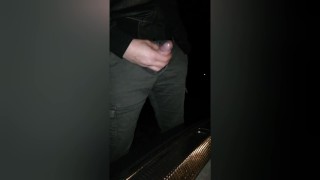 Very horny man Jerking off in public in the rain. Handsfree cum! - SoloXman