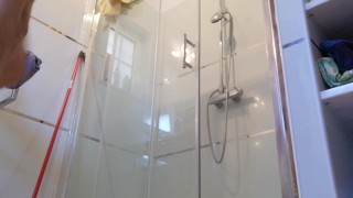 Hot and smooth daddy takes a shower