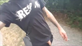 Outdoors pissing, smoking and freeballing in Berlin 