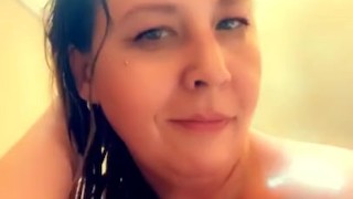 Bath time with wet milf