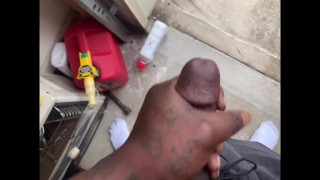 Almost Caught Jacking Off BBC Garage Open Cumshot