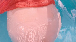 Beach Lifeguard Fucked Me in Hotel Pool till Underwater Creampie | Bit Tits Redhead MILF Ginger Ale