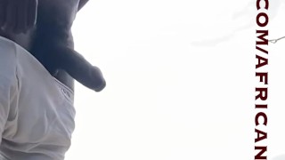 big dick african masturbates by the river