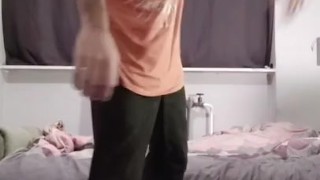 Gay boy striptease on tiktok with big dick