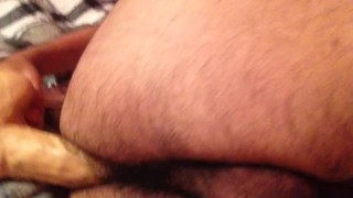 fucking my hairy ass with a big dildo