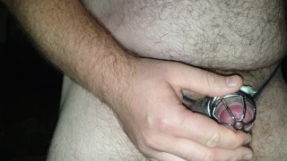 Cumming hard while locked in chastity cage for Mistress Eve Belle Adams
