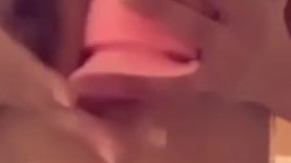 Ebony Teen Giving Sloppy Blowjob On Dildo