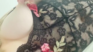 Big tit blonde BBW teasing nipples