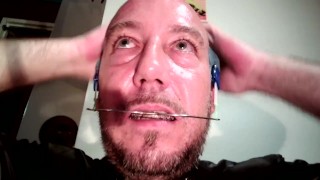 Dildo session, in my ass and in my mouth, with braces headgears and many mouthgag