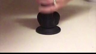 (custom video, edited) Horny married guy plays with fleshlight & Cums on dildo & sucks clean.