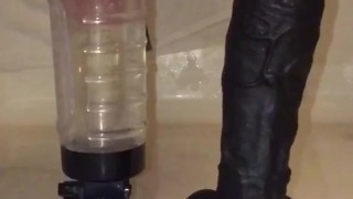 (custom video, edited) Horny married guy plays with fleshlight & Cums on dildo & sucks clean.