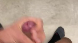 horny twink student jerks off his big uncut cock at work