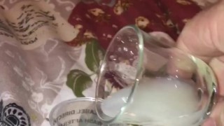 (Custom Video-Edited) Jerk off session, 2 cumshots into a shooter that I gagged on while swallowing 