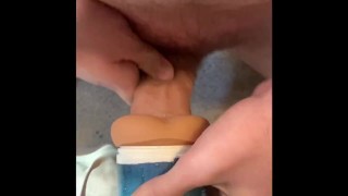 Young big dick solo male masturbation pocket pussy creampie 
