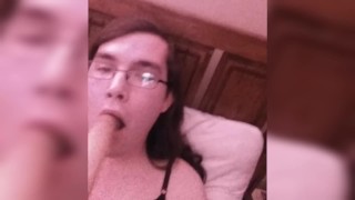 Slutty Femboy Goes Ass-to-Mouth with his Dildo