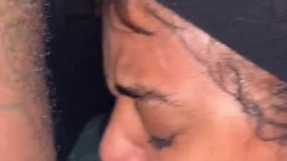 Extreme blow job by tatted face girl