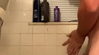 Mature solo male shower