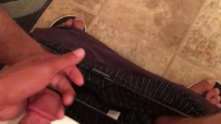 Dick on the toilet seat. 