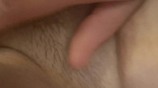 Big horny cock fucking my wet pussy and covering his pre cum on my pussy lips while I rub my clit