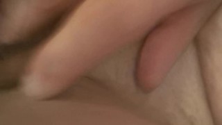 Big horny cock fucking my wet pussy and covering his pre cum on my pussy lips while I rub my clit