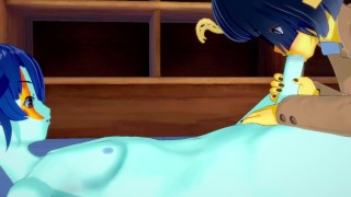 Animal Crossing Yaoi Hentai 3D - Ankha (Boy) with MoonCat at School