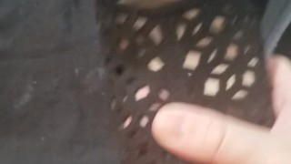 cleaning up some dirty heels with my dick and filling it with cum