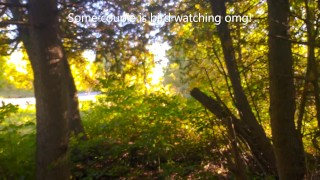 Risky challenge in a crowded parc. Naked and almost caught.