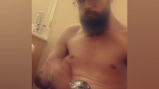 Hot bearded guy Jacks off and moans