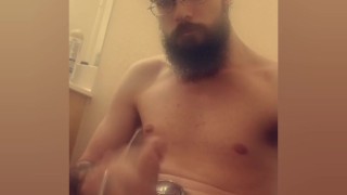 Hot bearded guy Jacks off and moans