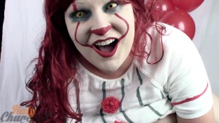 Pussywise the Cumming Clown - Katy Churchill Pennywise parody hairy bbw hitachi vibrator Halloween