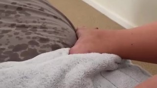 Curvy girl masturbates moaning with dildo until she squirts
