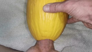 Big dick fucking Watermelon ( canari ) close up