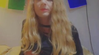 Sexy Blonde Trans Girl Fucks Her Tight Ass With Dildo