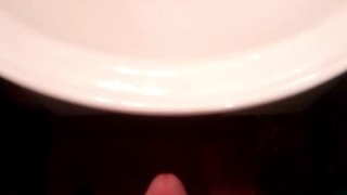 Guy jerks off and cums in the bathroom