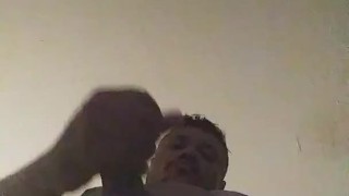 Tattoo latino daddy stroking cock