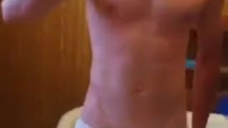 Hung hot muscle stud stripping huge cock