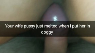Cheating wife loves her Bull big cock in doggystyle with no-condom! [Cuckold Snapchat]