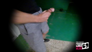 Hand job in the subway corridors