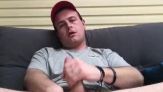 Public Jerk off and self sucking feet on front porch