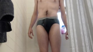 Twink pisses briefs